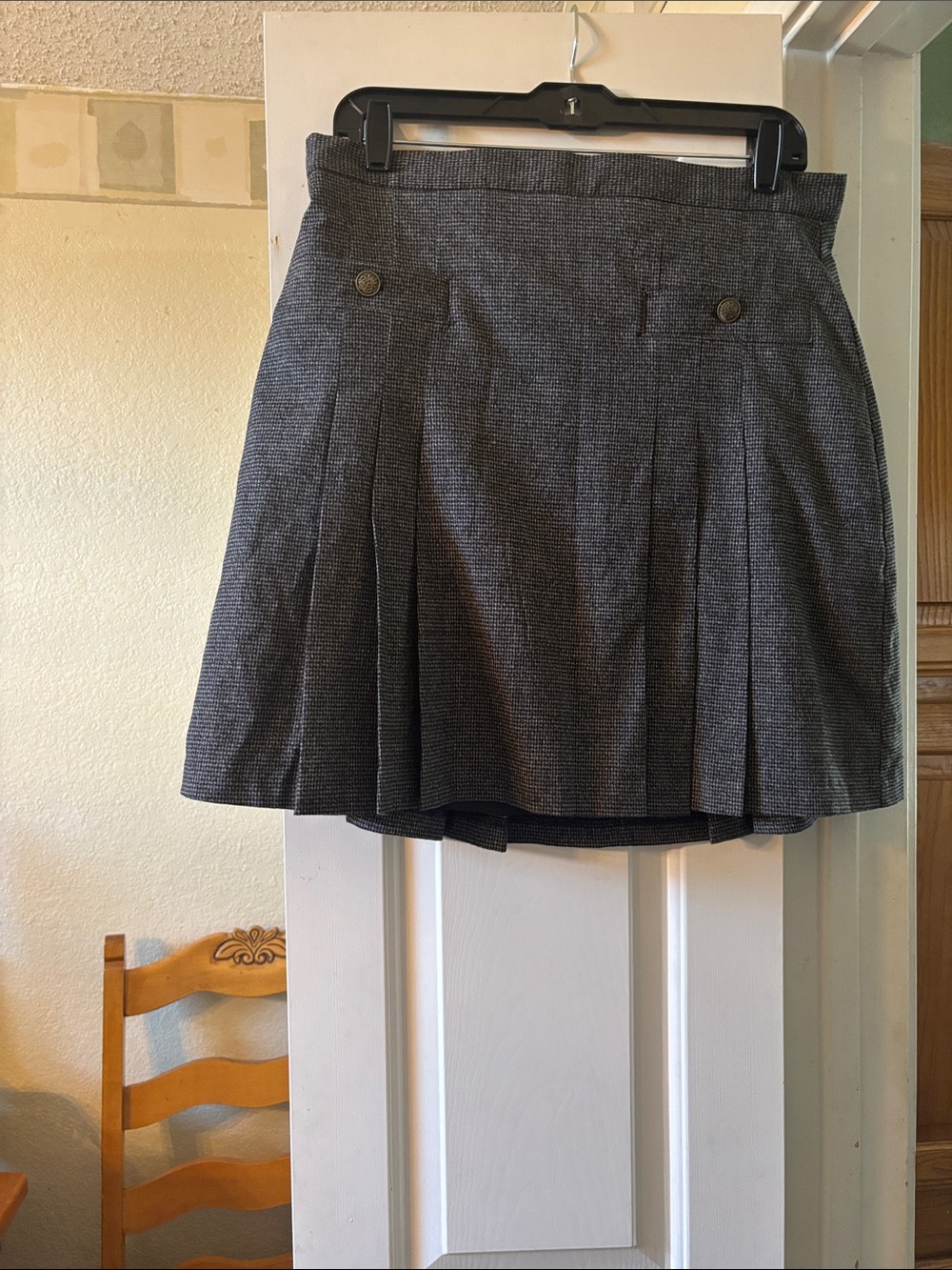 LOFT Gray Pleated Skater Mini Skirt